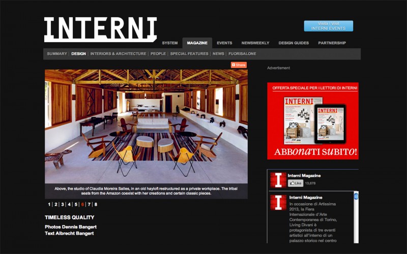 CLAUDIA MOREIRA SALLES \u2014 Interni Magazine \u2014 Sao Paulo Brazil \u2014 2013 | Bangert Projects